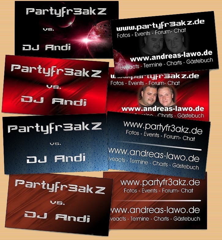 visitenkarten partyfreakz und dj lawo